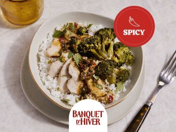 POULET SAUCE KUNG PAO BROCOLIS ET RIZ