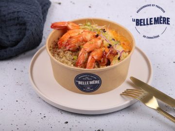 CREVETTES LAQUEES ET MOUSSELINE DE CAROTTE