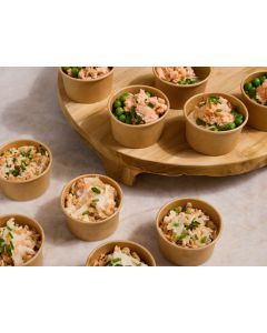 PLATEAU VERRINES LENTILLE CORAIL PETIT POIS SAUMON
