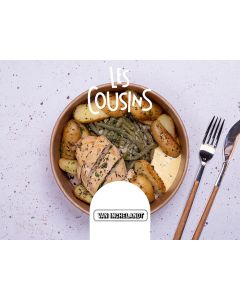 FILET DE POULET ROTI, POMME DE TERRE AU THYM ET HARICOTS VERTS